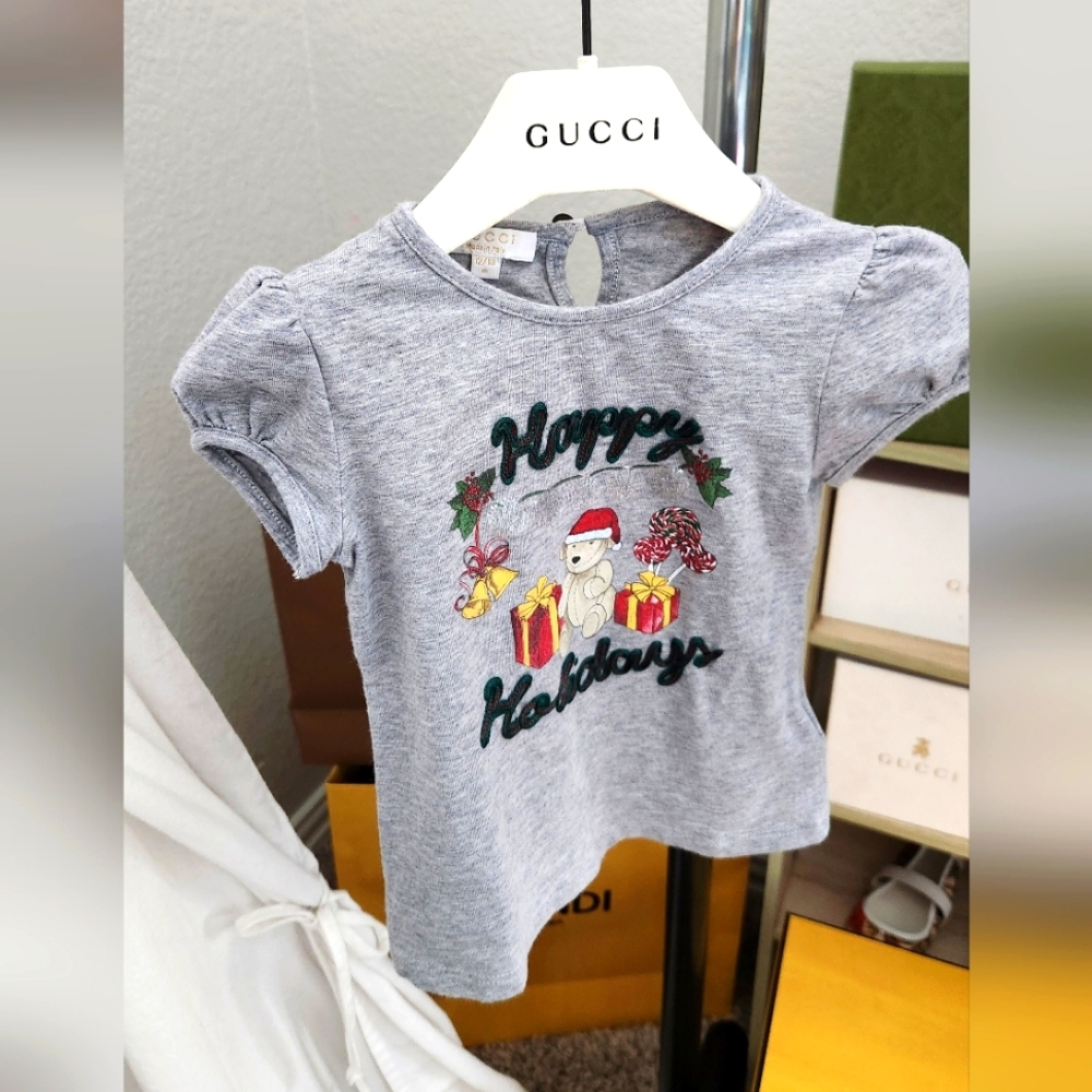 Authentic GUCCI holidays embroidered girls blouse